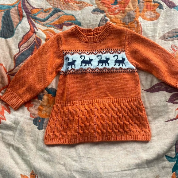 Orange with black cats knit sweater dress - size 2T-3T - Picture 3 of 9